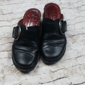 Josef Seibel Black Leather Clogs